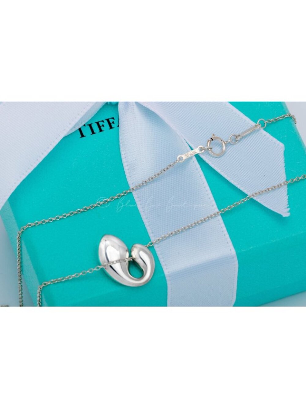 Tiffany & Co. Elsa Peretti Double Teardrop Vintage Necklace Pendant Silver 16" - Picture 5 of 8